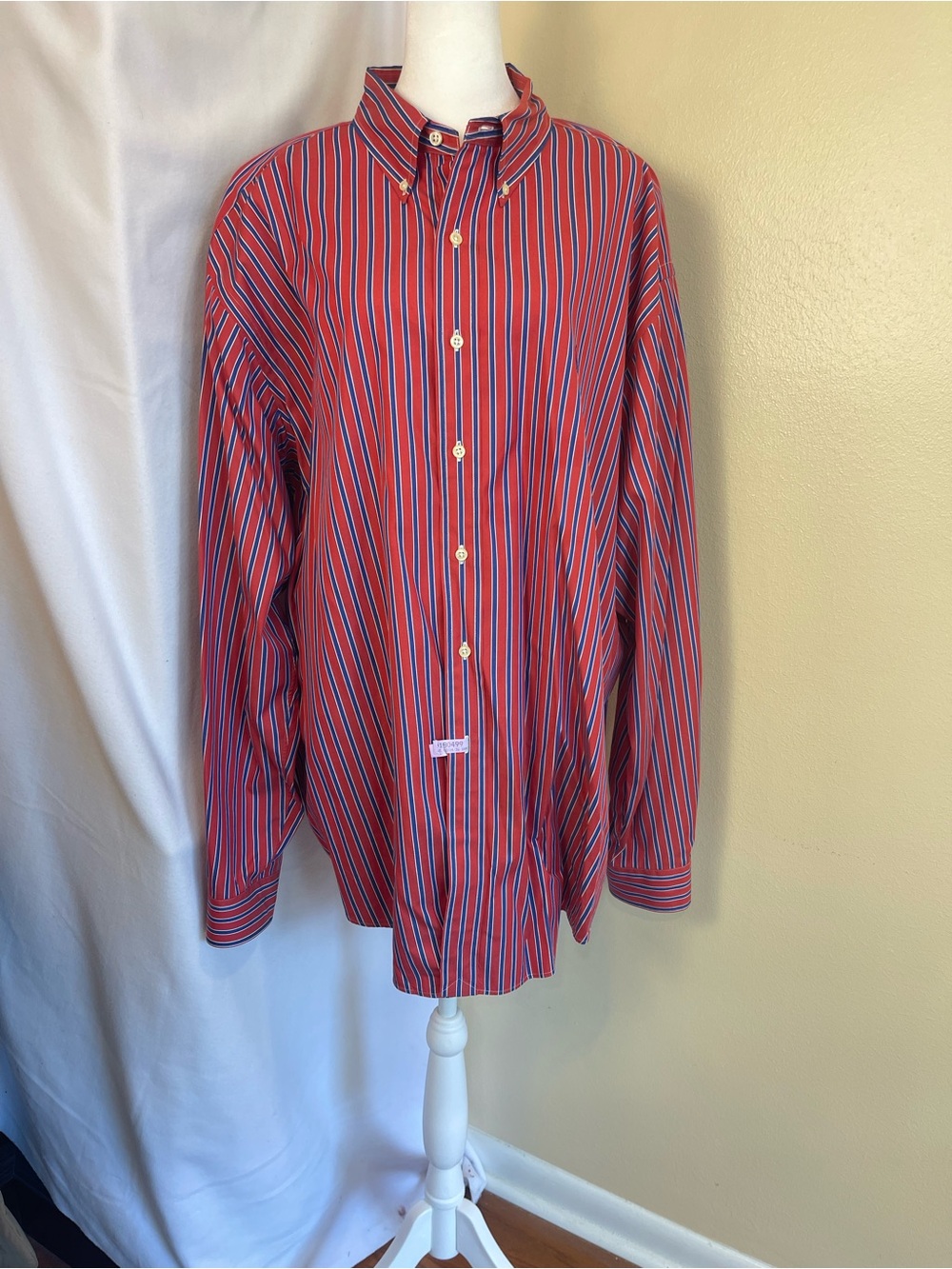 Ralph Lauren Classic Fit Stripe Button Down Shirt XXL Red Blue Preppy Vintage